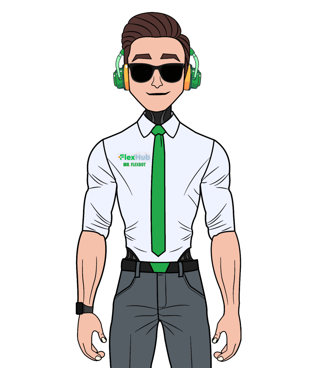 Mr. FlexBot character from FlexHub’s current website